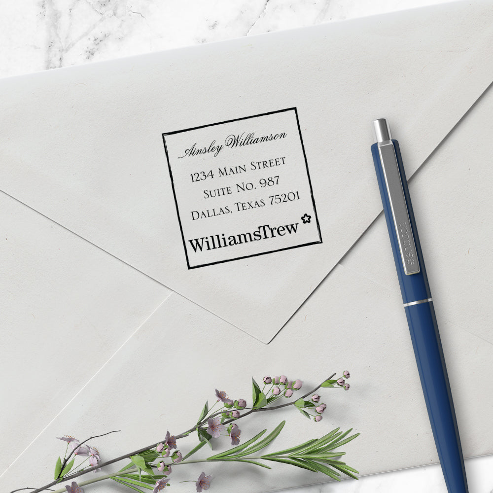Williams Trew Custom Business Square Address Designer Stamp Clip from Resource.Direct