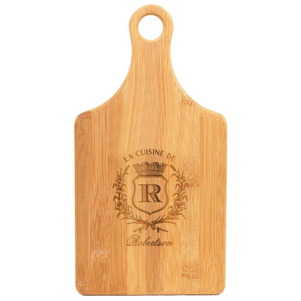 Elegant Engraved Bamboo Paddle Cutting Board