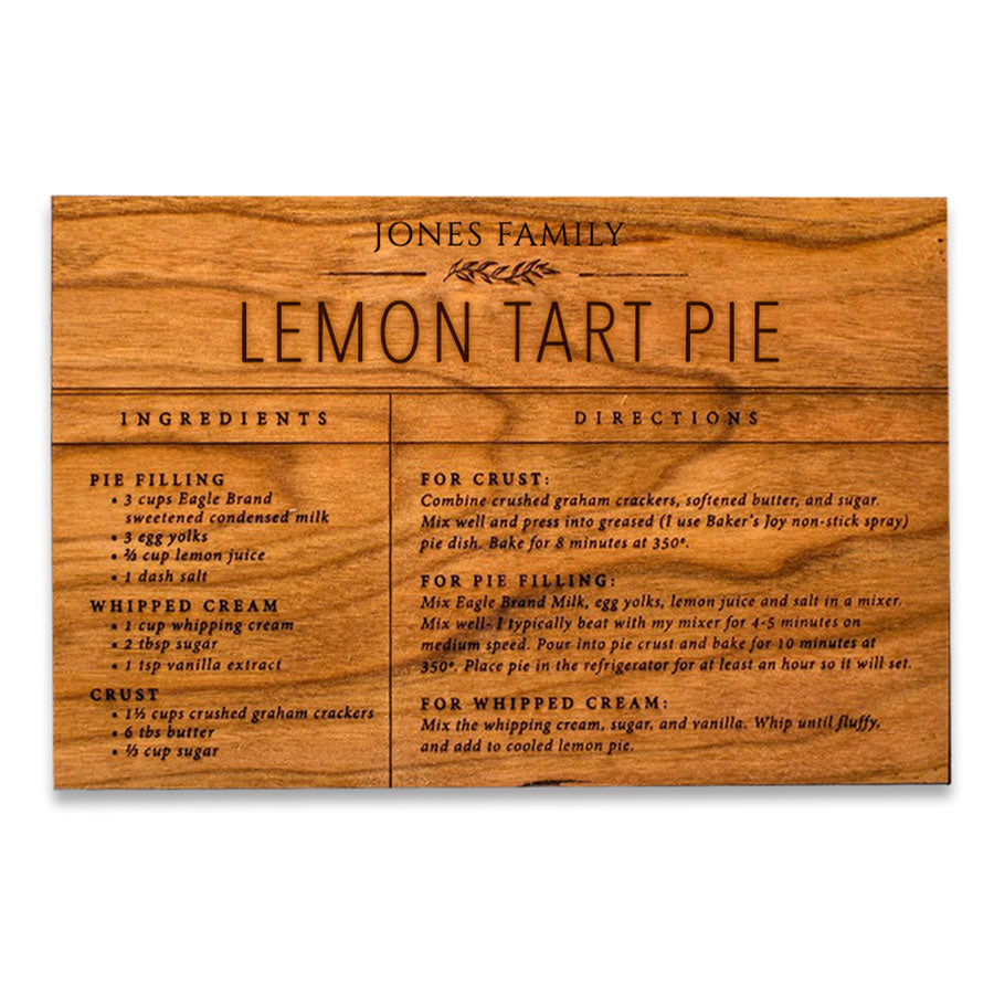 Custom Wood Engraved Recipe Card Family Name Closing Gift