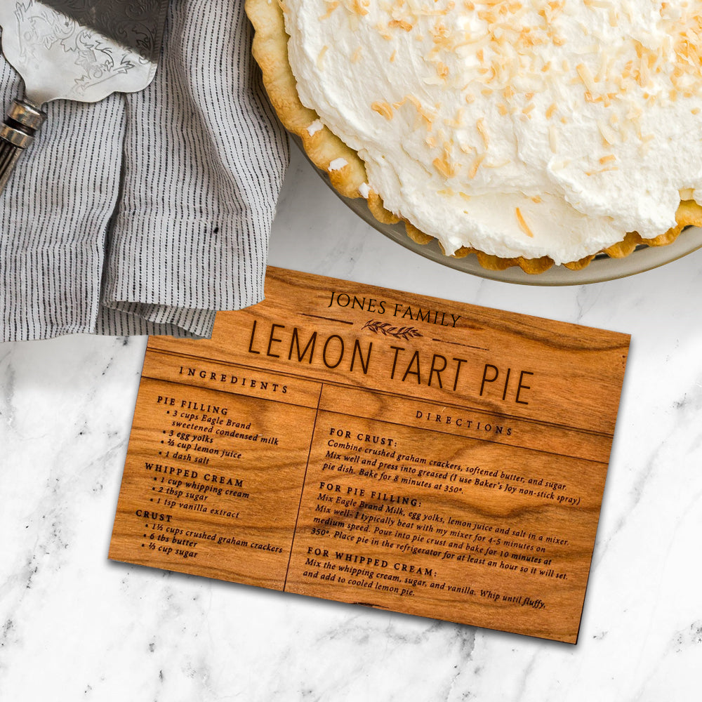 Custom Wood Engraved Recipe Card Family Name Closing Gift