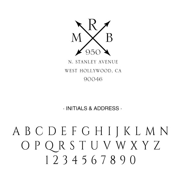 Cross Arrows Return Address Monogram Custom Designer Embosser