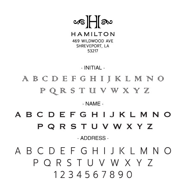 Ornate Return Address Last Name Monogram Custom Designer Embosser
