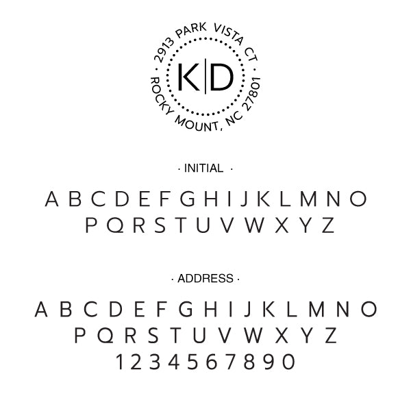 Round Return Address Two Letter Monogram Custom Designer Embosser
