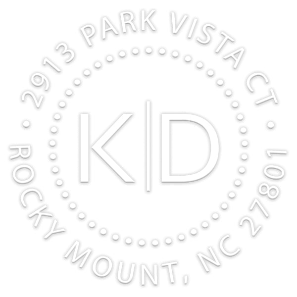 Round Return Address Two Letter Monogram Custom Designer Embosser
