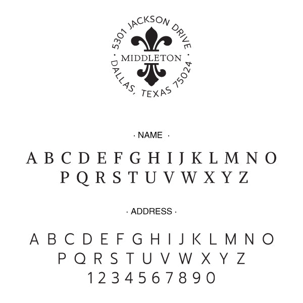 Fleur De Lis Round Return Address Last Name Custom Designer Embosser