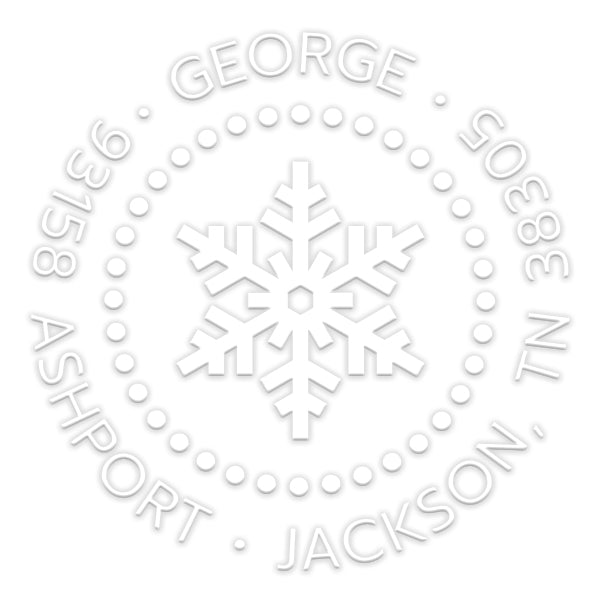 Round Snowflake Return Address Custom Designer Embosser