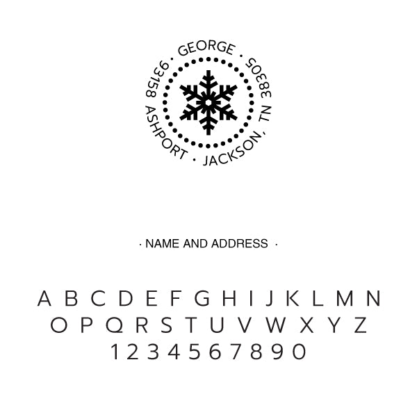 Round Snowflake Return Address Custom Designer Embosser
