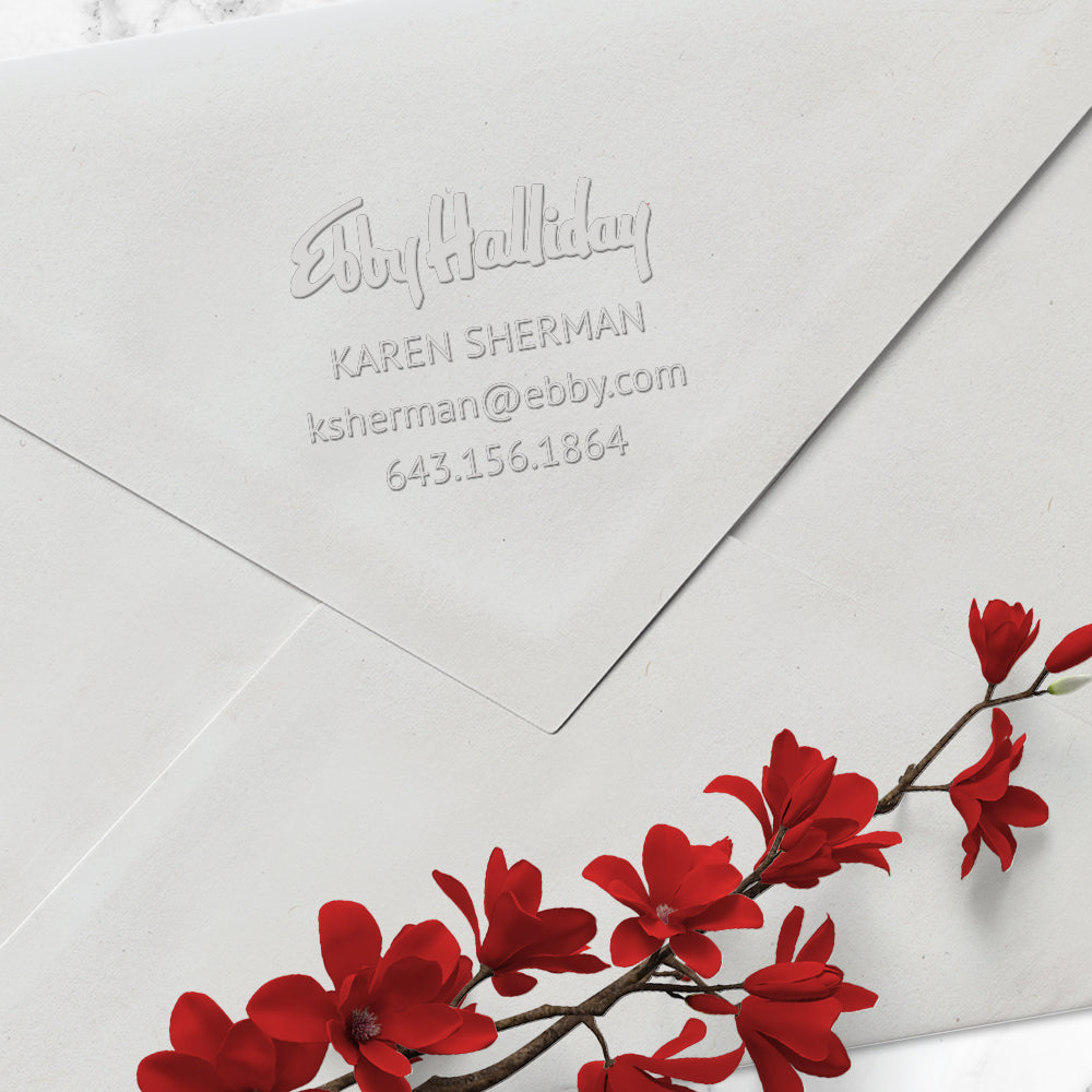 Ebby Halliday Custom Business Contact Information Designer Embosser Plate from Resource.Direct
