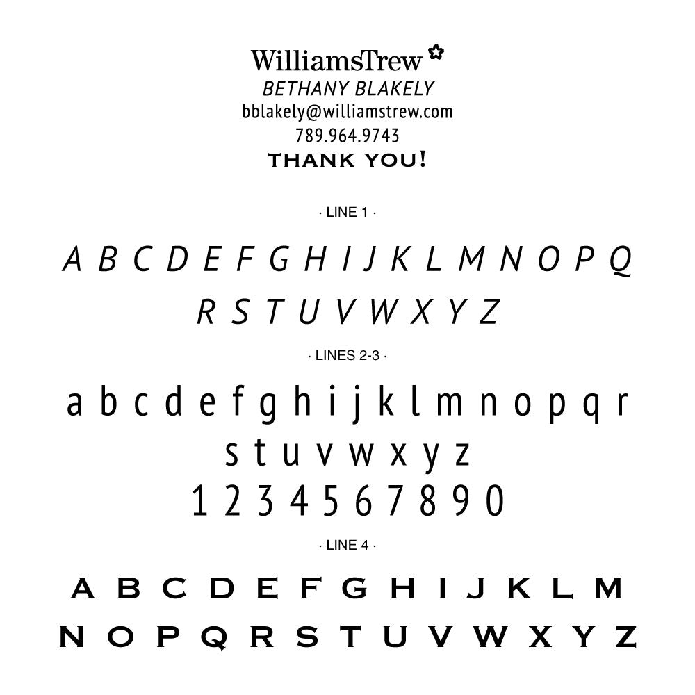 Williams Trew Custom Business Contact Information Thank You Designer Embosser Plate from Resource.Direct