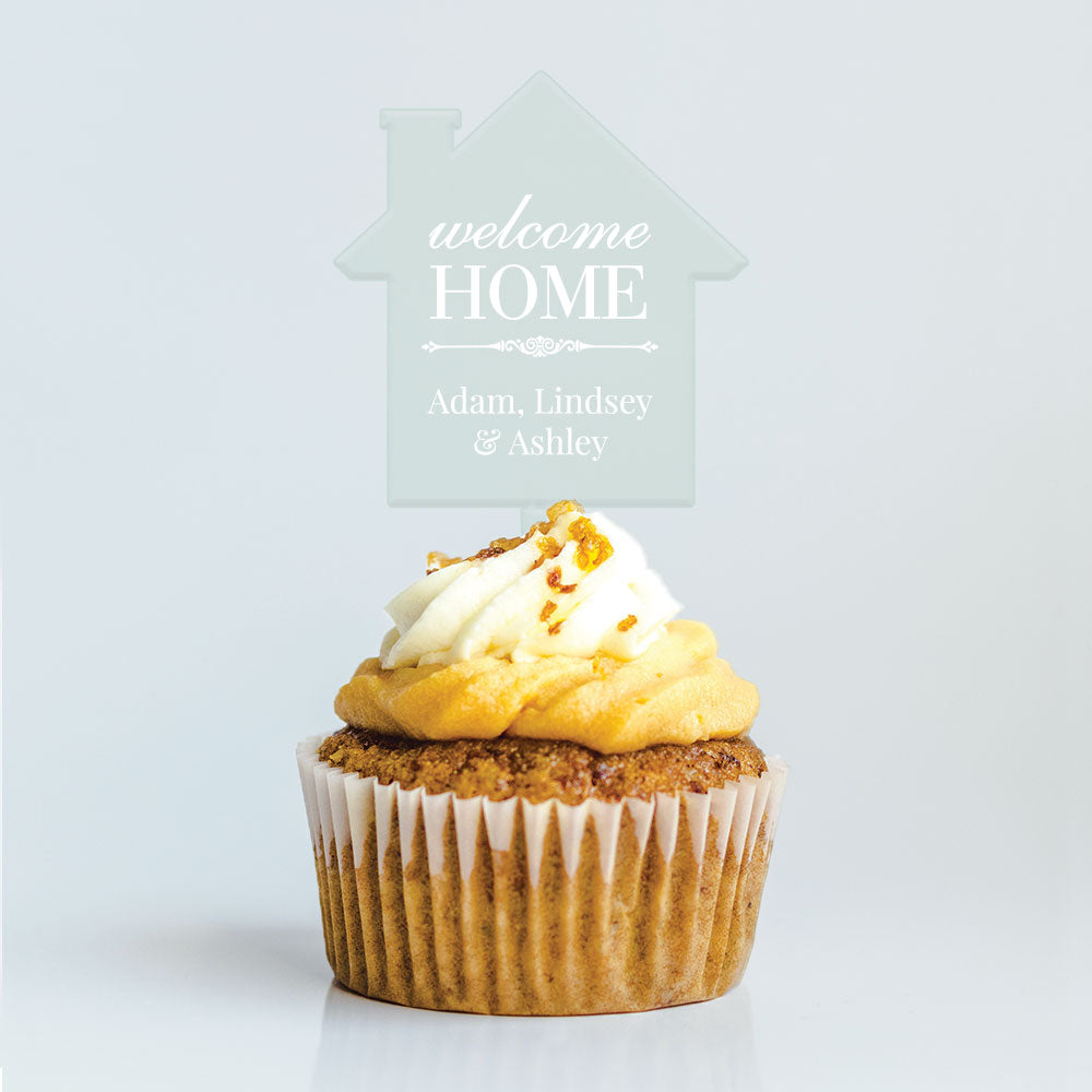 welcome home names custom engraved cupcake topper