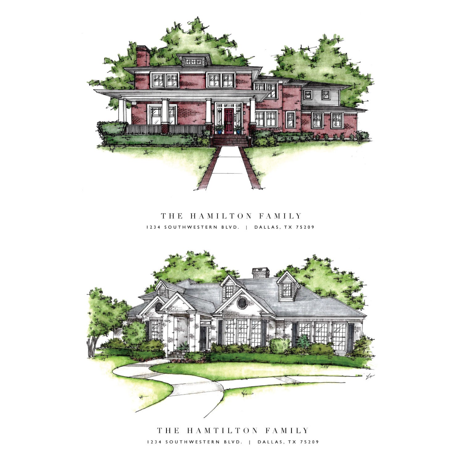 Custom Hand-Drawn House Portrait