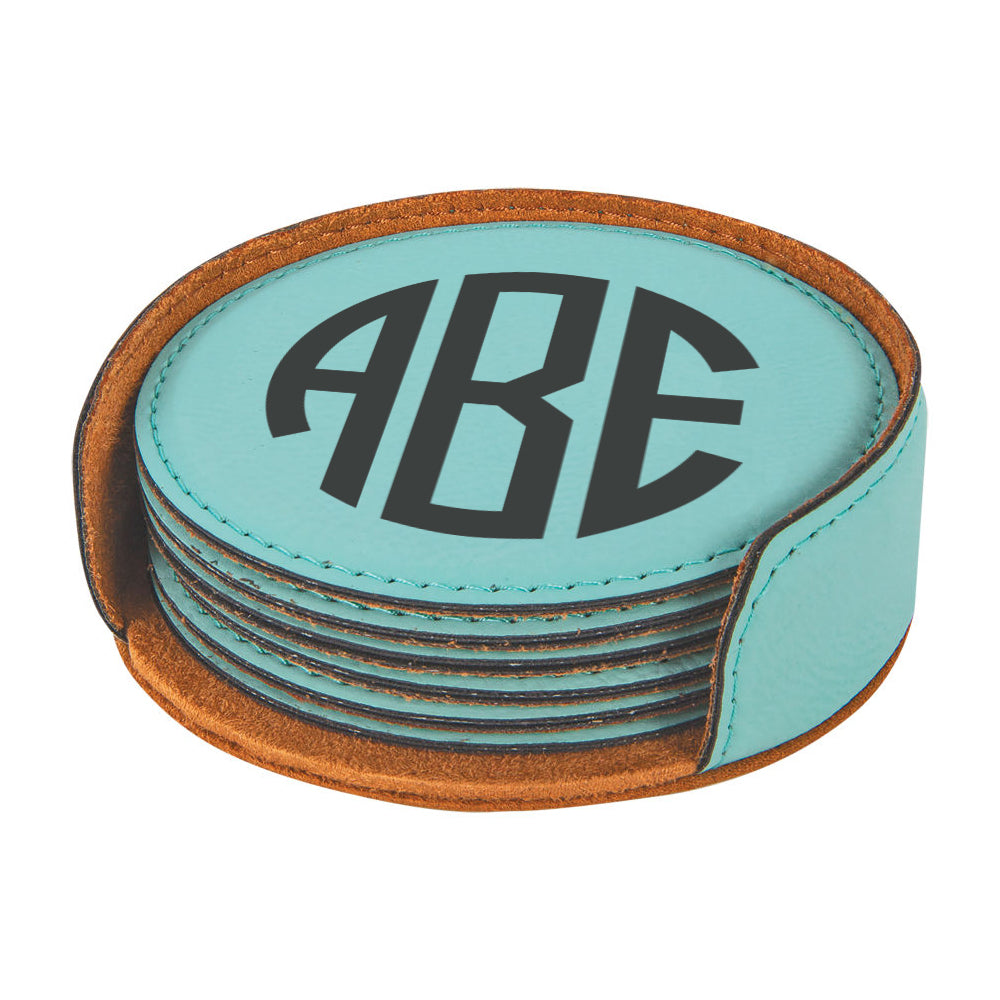 Engraved Round Monogram Coaster Set