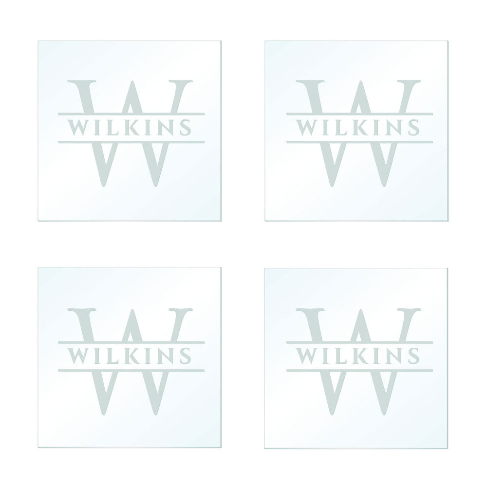 Frosted Engraved Custom Coaster Set