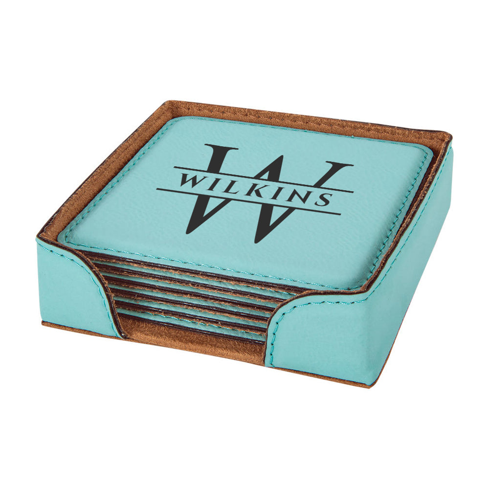 Engraved Square Custom Coaster Set