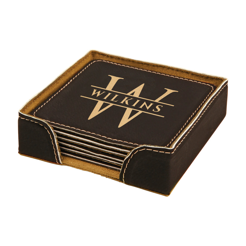 Engraved Square Custom Coaster Set