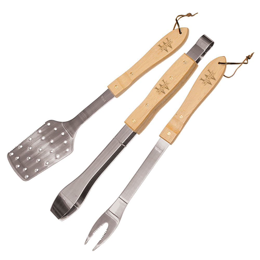 Custom Engraved Bamboo Grill Set