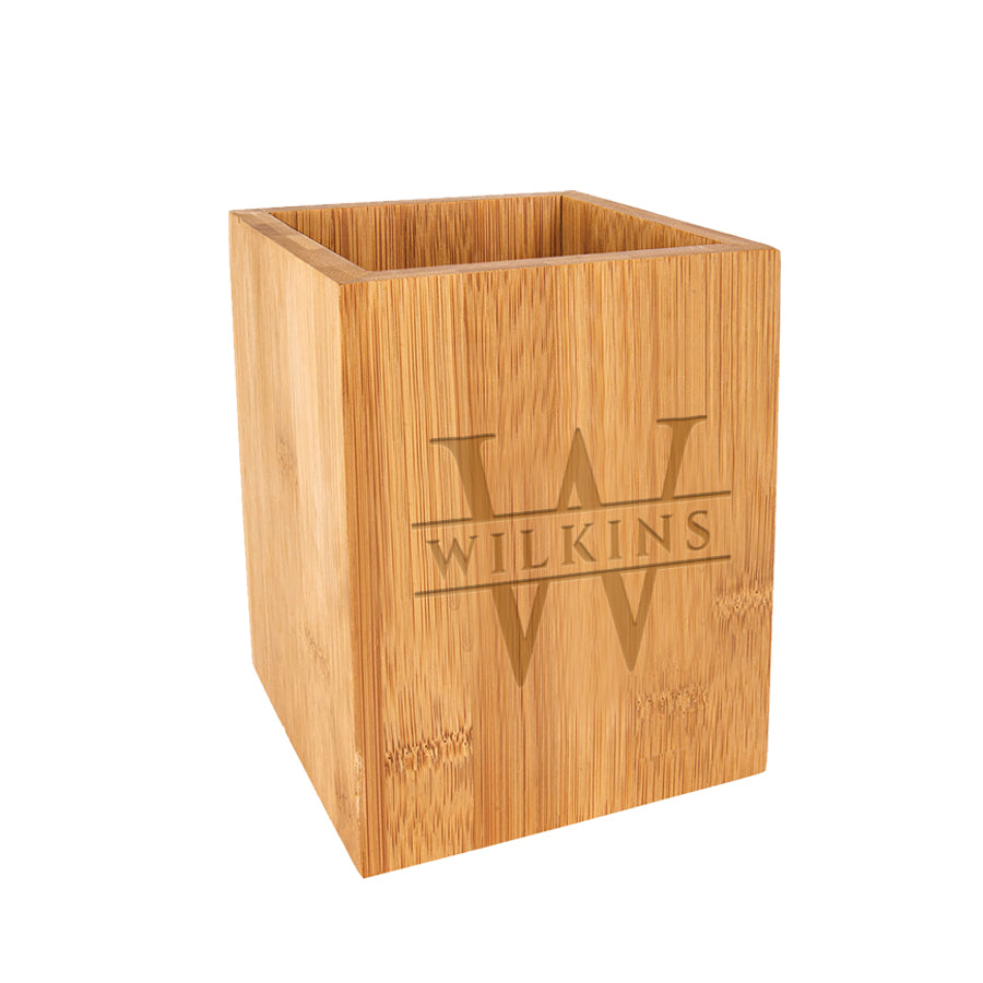 Custom Engraved Bamboo Utensil Holder
