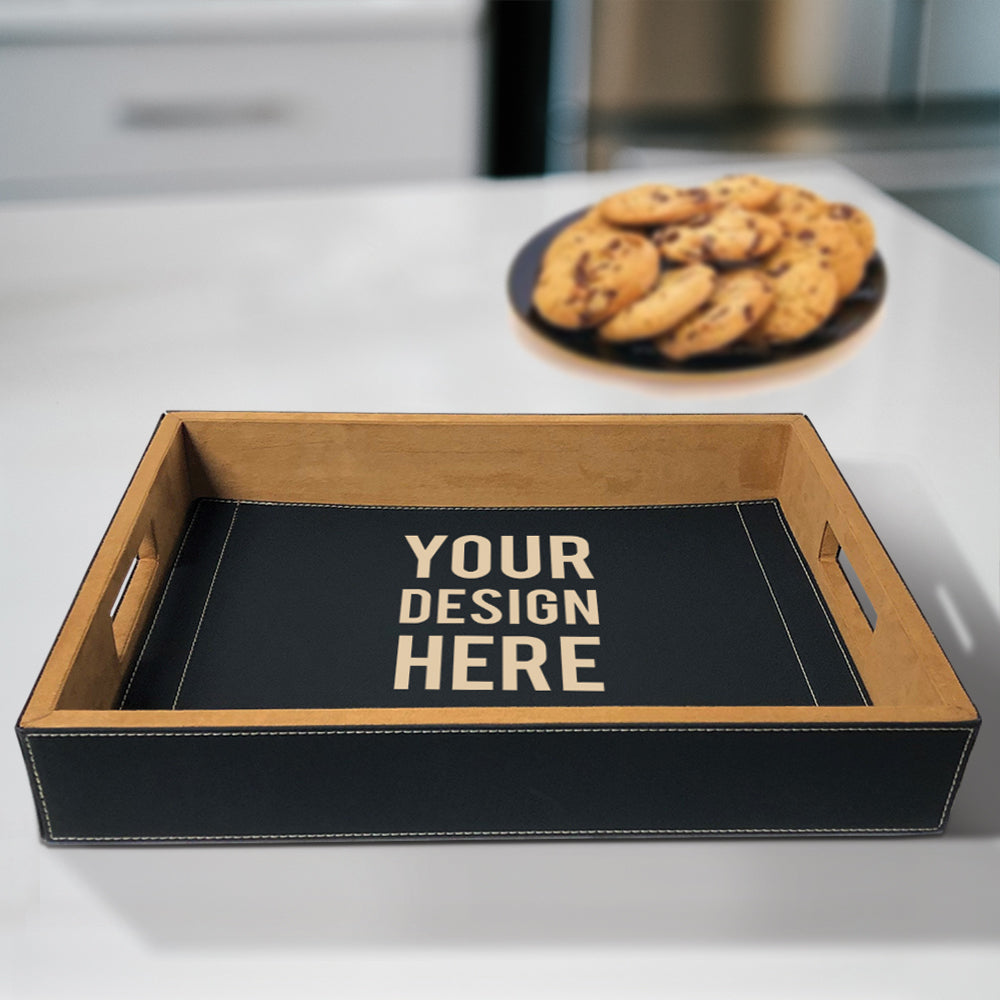 Engraved Vegan Leather Serving Tray
