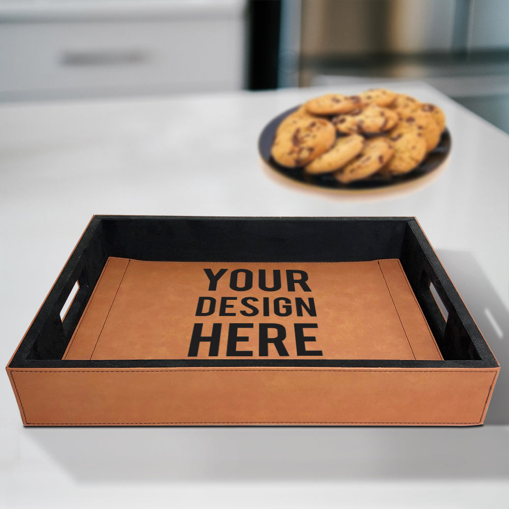 Engraved Vegan Leather Serving Tray