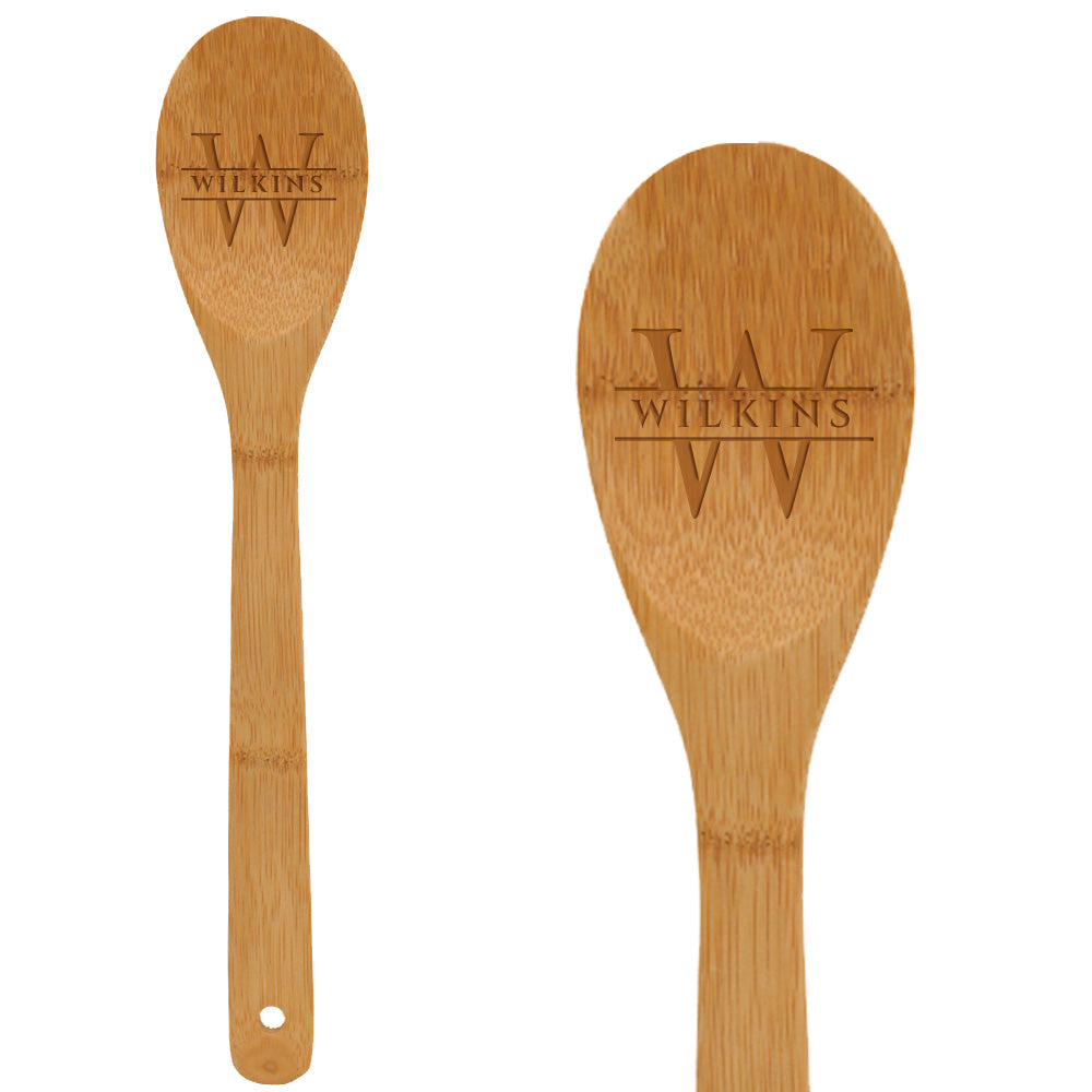 Elegant Engraved Bamboo Spoon Monogram