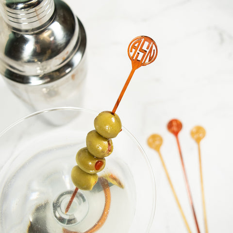 Gatsby Collection Custom Laser Cut Three Letter Monogram Cocktail Skewer Realty Executive
