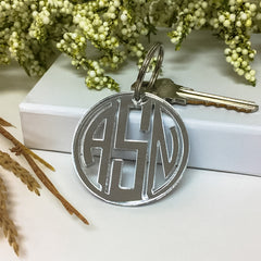 Gatsby Collection Custom Laser Cut Three Letter Monogram Key Fob from Artisan Stamp