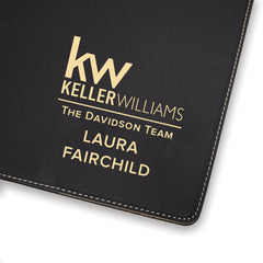 Custom engraved gold on black portfolio branded Keller Williams logo