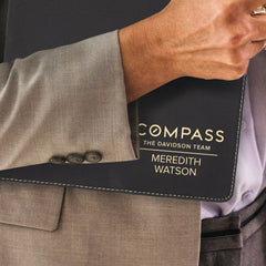 Compass Custom Engraved Zippered Portfolio