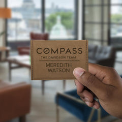 Engraved Compass Business Card Holder
