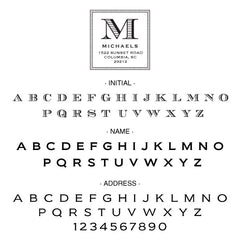 Square Return Address Last Name One Letter Monogram Custom Designer Stamp