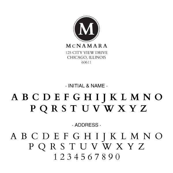 Return Address Last Name One Letter Monogram Custom Designer Stamp