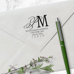Square Return Address two Letter Monogram Custom Designer Stamp