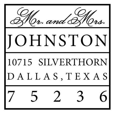 Square Return Address Mr & Mrs Last Name Custom Designer Stamp
