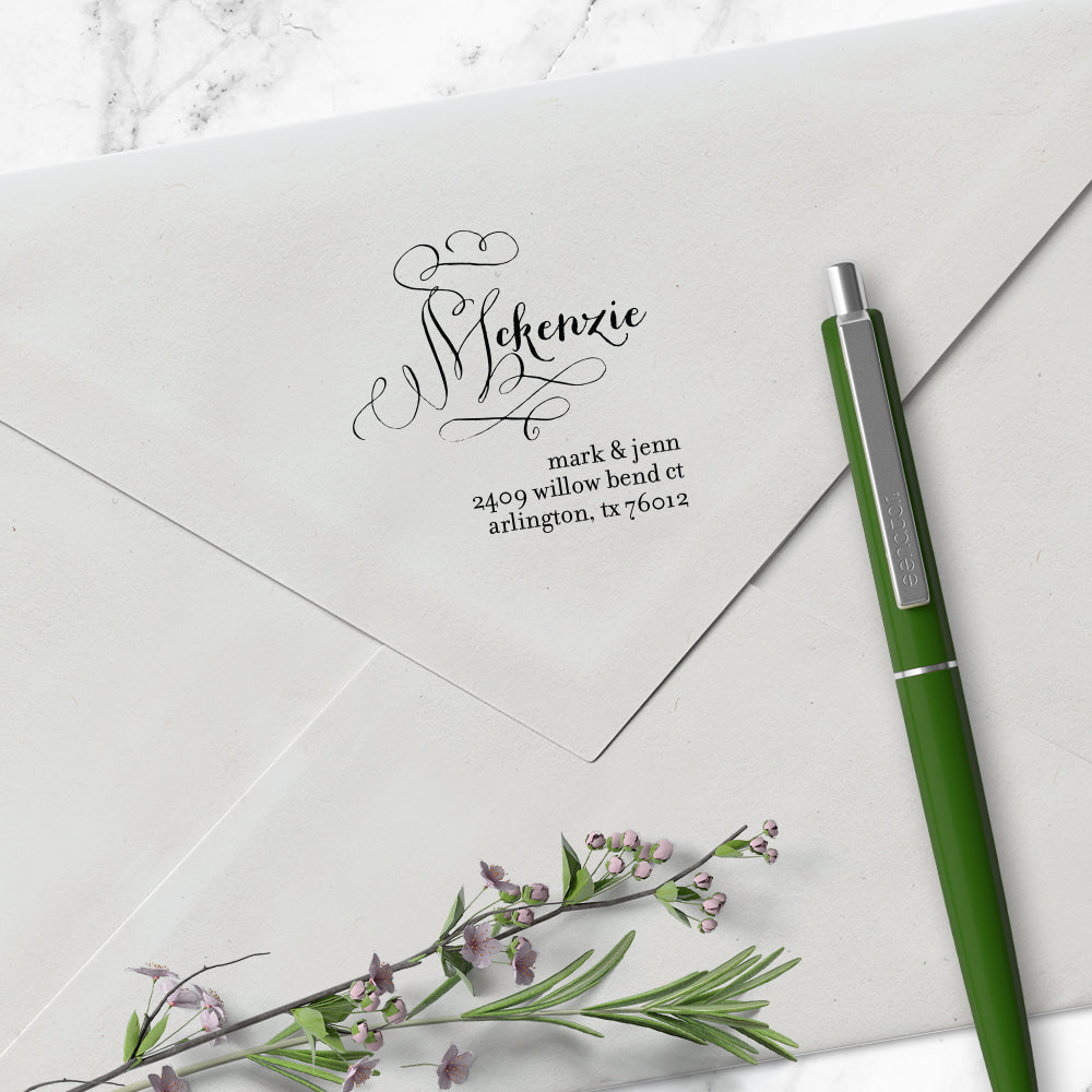 Ornate Return Address First Name Custom Designer Stamp