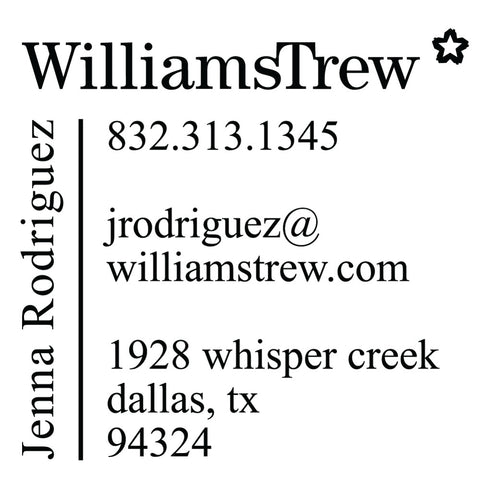 Williams Trew Custom Business Contact Information & Address Designer Stamp Clip from Resource.Direct