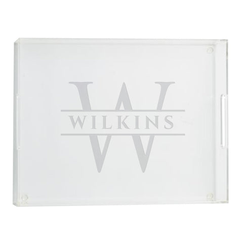 Custom engraved serving tray acrylic with initial and last name, closing gift for realtors