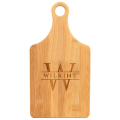 Elegant Engraved Bamboo Paddle Cutting Board