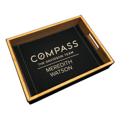 Compass Engraved Vegan Leather Serving Tray
