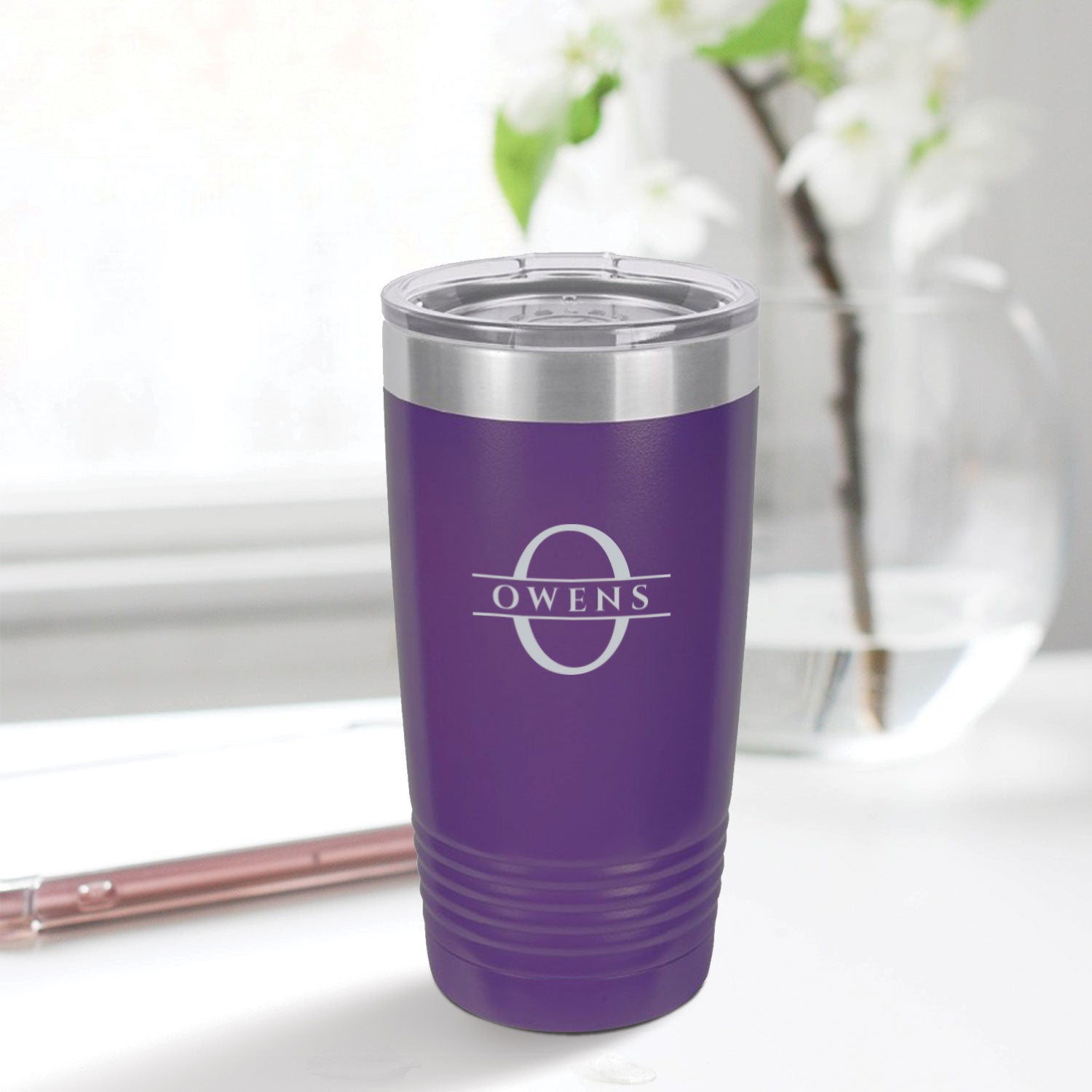 custom engraved tumbler mug with name and initial for closing gifts and best sellers