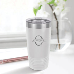custom engraved tumbler mug with name and initial for closing gifts and best sellers